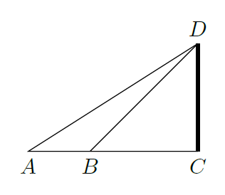 明治三十九年度旧制高等学校入試の数学の三角法問1を図にしたもの。