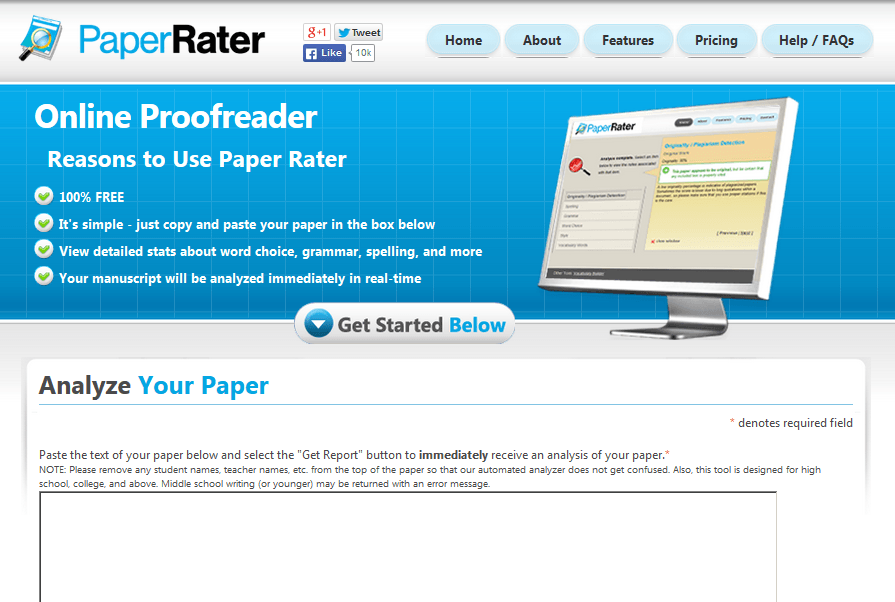 PaperRaterで英文を入力するための画面