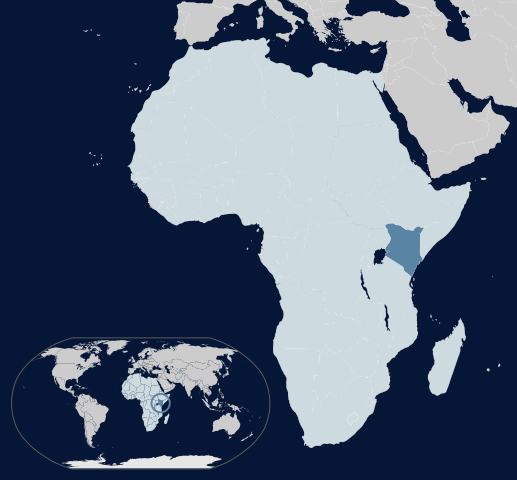 ケニアは東アフリカに位置する。