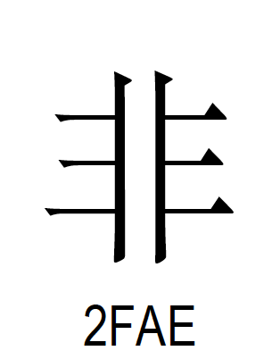 Unicode 12.1 における部首の「⾮」（あらず）の例示